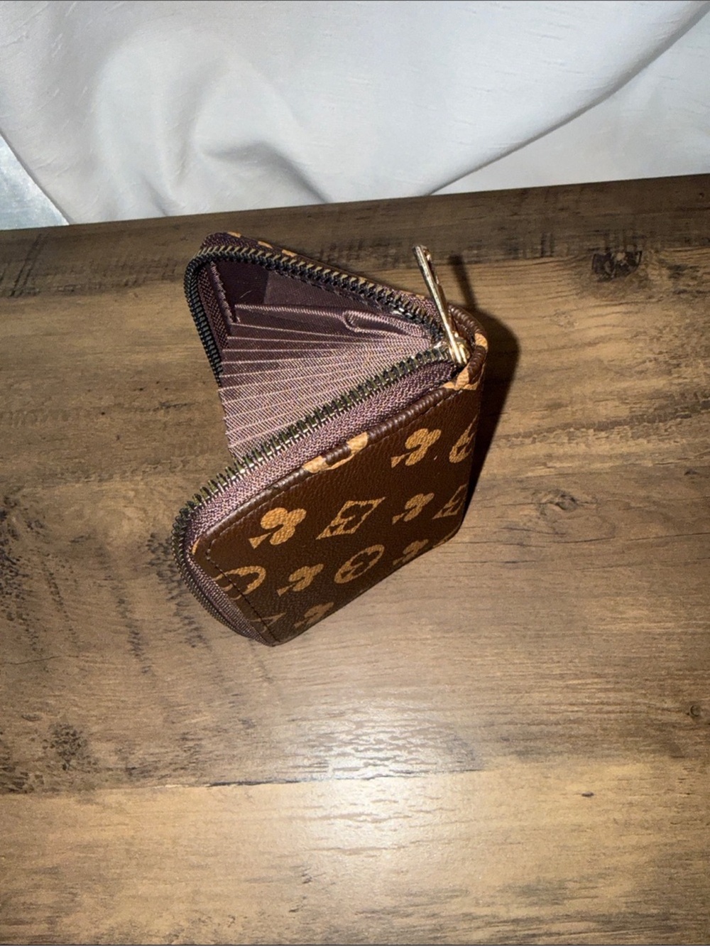 Designer Inspired Monogram Zip Around Card Wallet